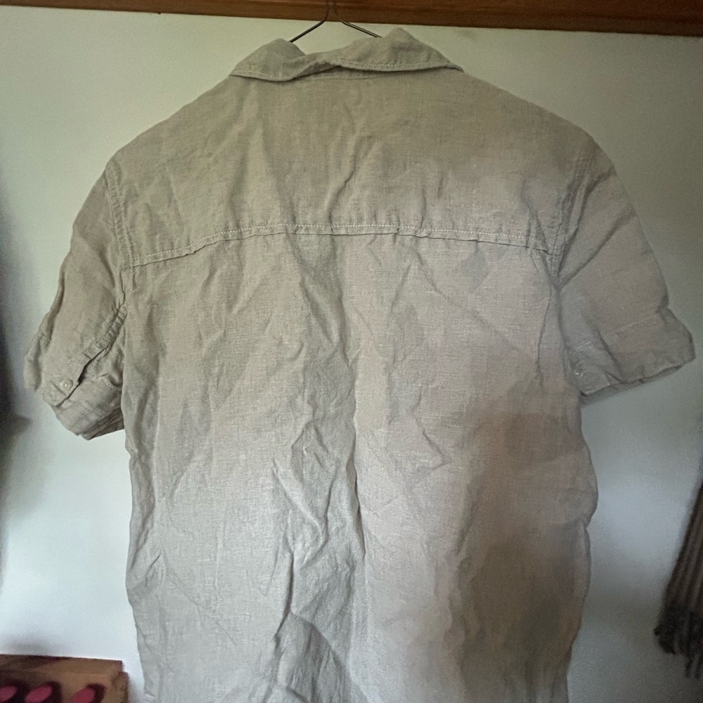 Linen Cream Short Sleeve Shirt